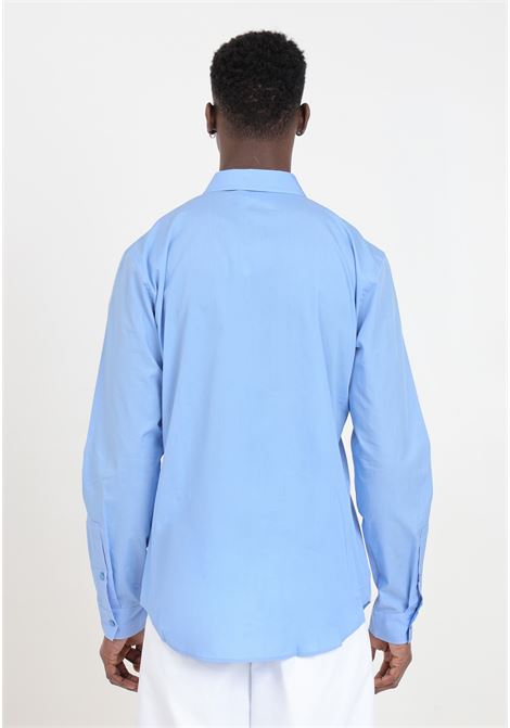 Light blue men's shirt with V-Emblem logo VERSACE JEANS COUTURE | 76GALYS1CN002261